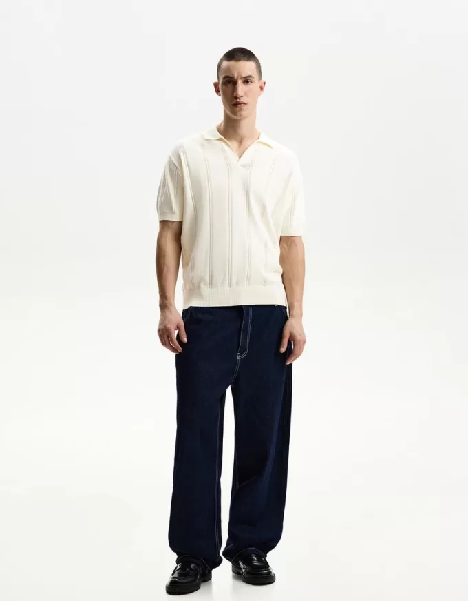 Polo testurizzata a maniche corte