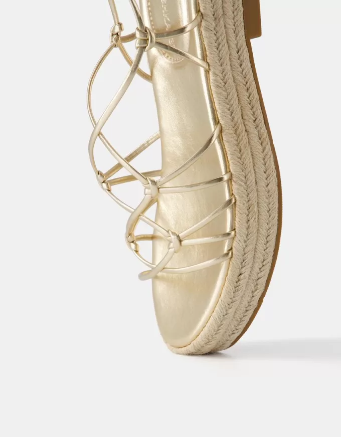 Sandali bassi in juta allacciati