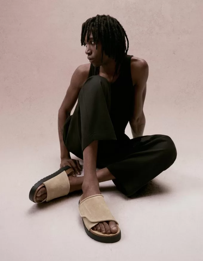 Sandali grossi in pelle crosta