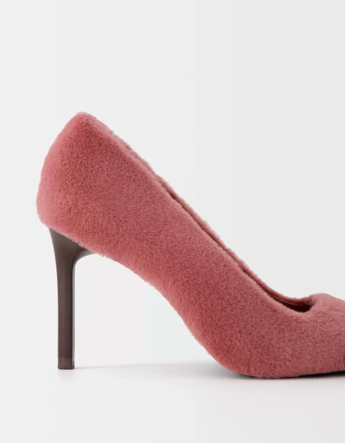 Scarpe con tacco alto e pelliccia sintetica