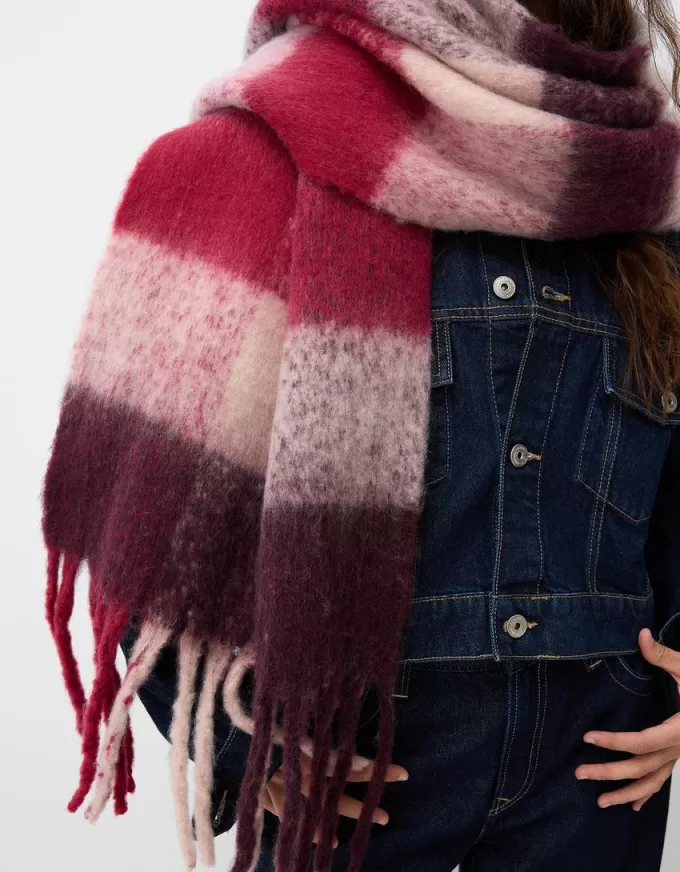 Sciarpa a quadri bordeaux