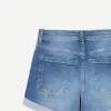 Shorts in denim arrotolati