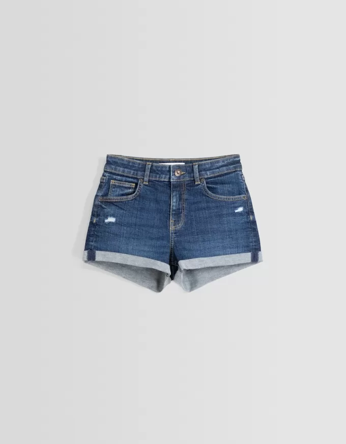 Shorts in denim arrotolati