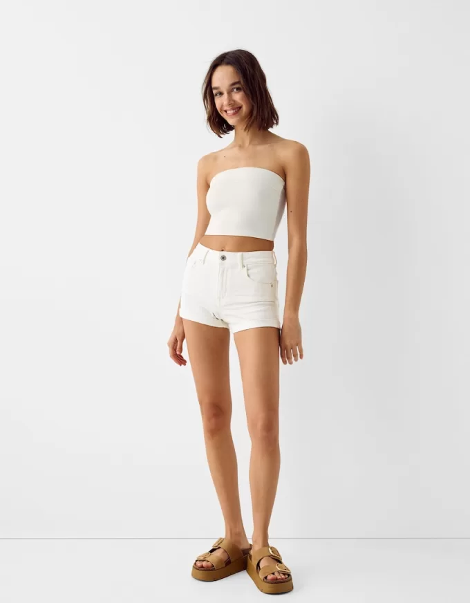 Shorts in denim arrotolati