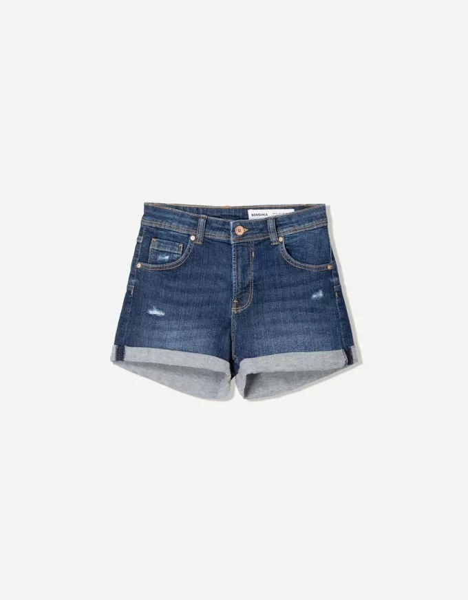 Shorts in denim arrotolati