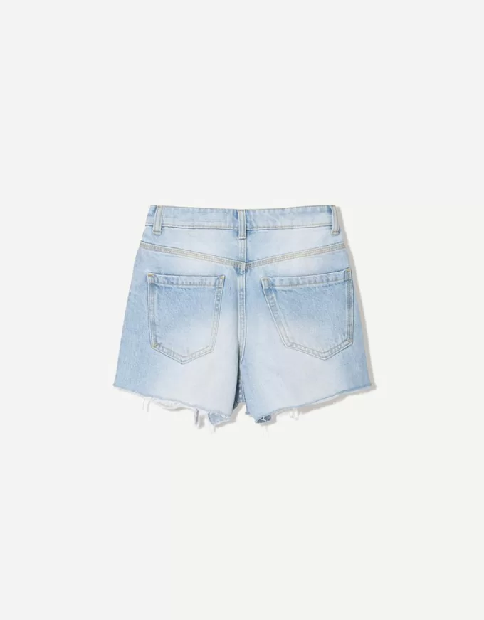 Shorts in denim strappati