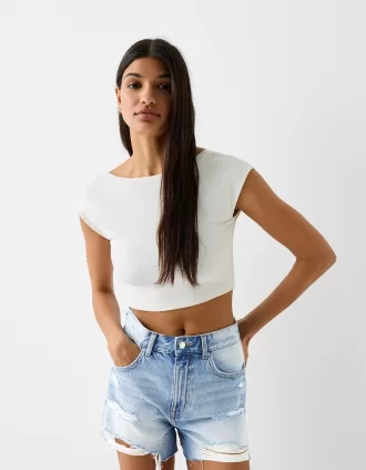 Shorts in denim strappati