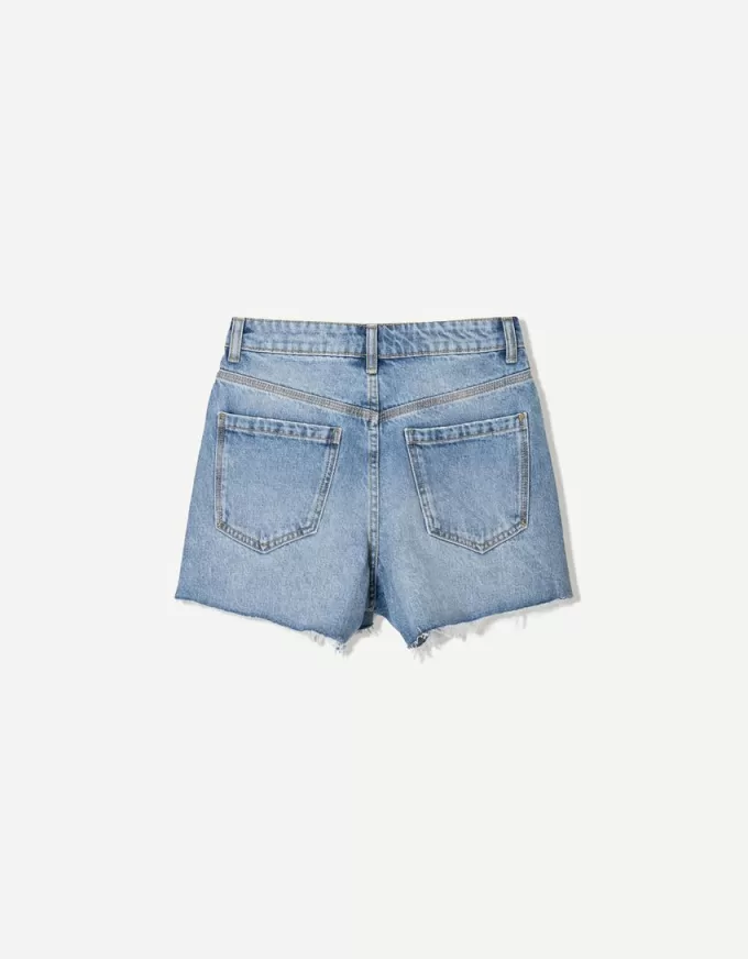 Shorts in denim strappati