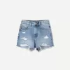 Shorts in denim strappati
