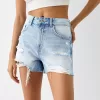 Shorts in denim strappati