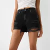 Shorts in denim strappati