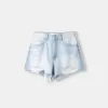 Shorts in denim strappati
