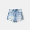 Shorts in denim strappati