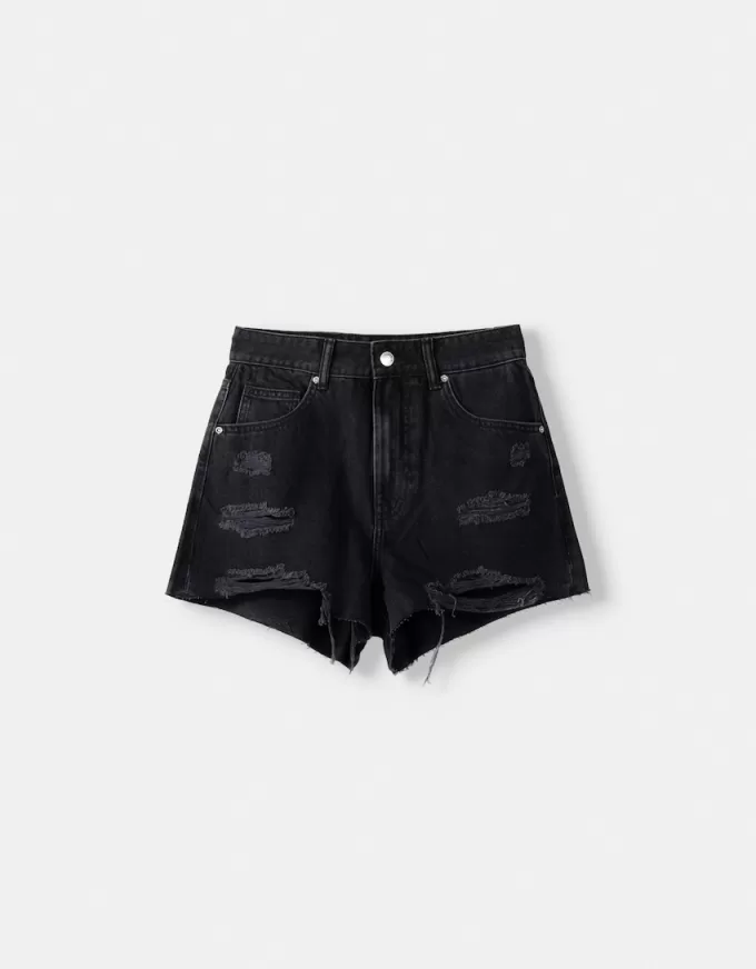 Shorts in denim strappati