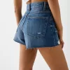 Shorts in denim strappati