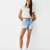 Shorts in denim strappati