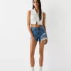 Shorts in denim strappati