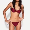 Slip bikini bordeaux con fiocchi