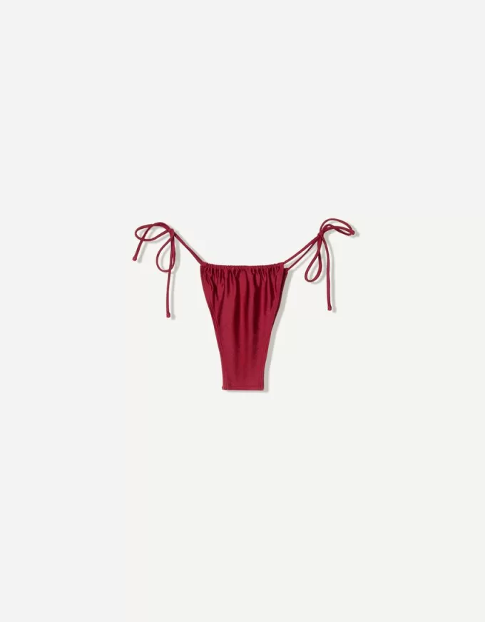 Slip bikini bordeaux con fiocchi