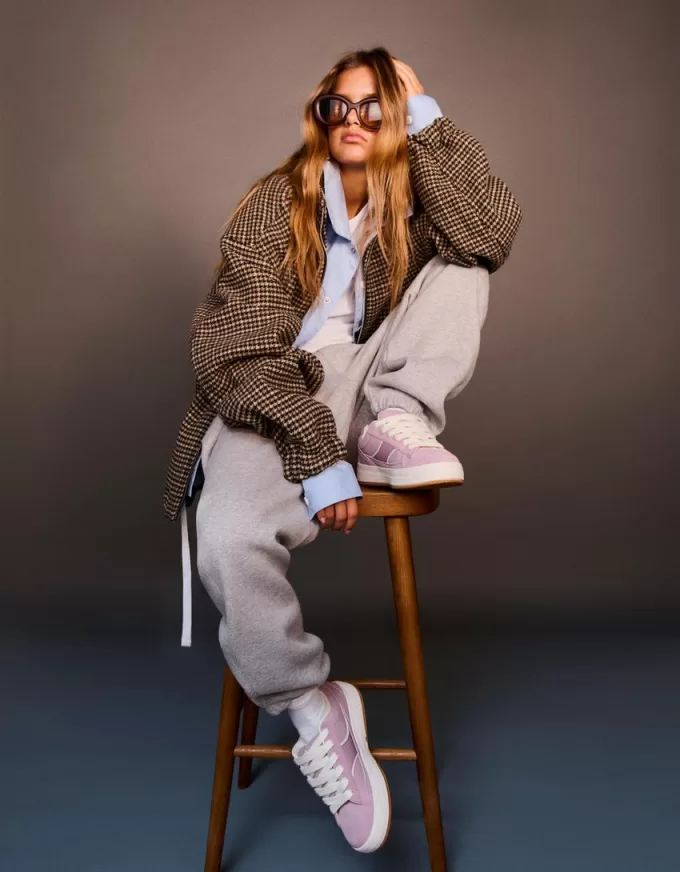 Sneaker da skater in pelle crosta