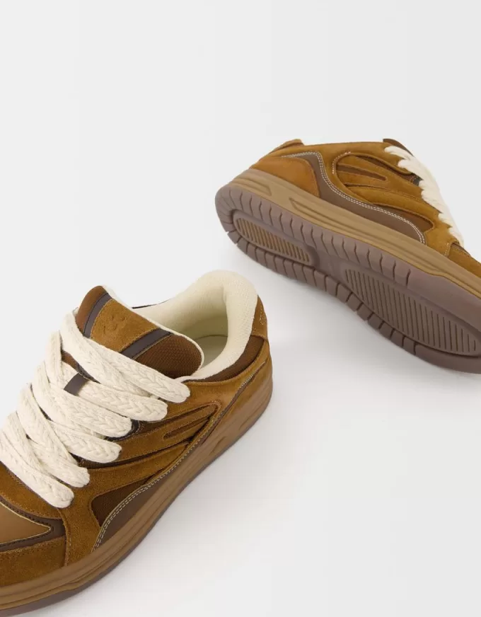 Sneaker da skater in pelle crosta