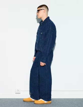 Sneaker retrò in pelle crosta