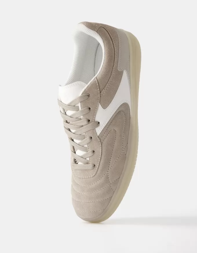 Sneaker retrò in pelle crosta