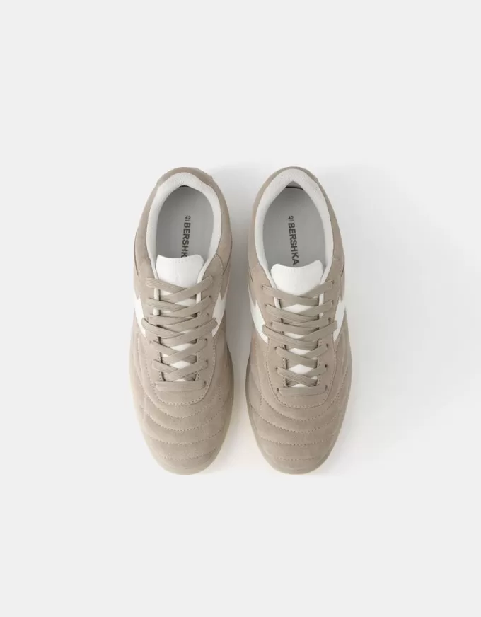 Sneaker retrò in pelle crosta