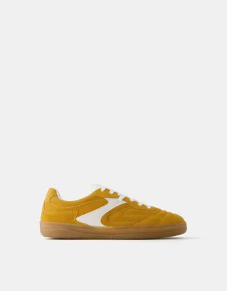 Sneaker retrò in pelle crosta