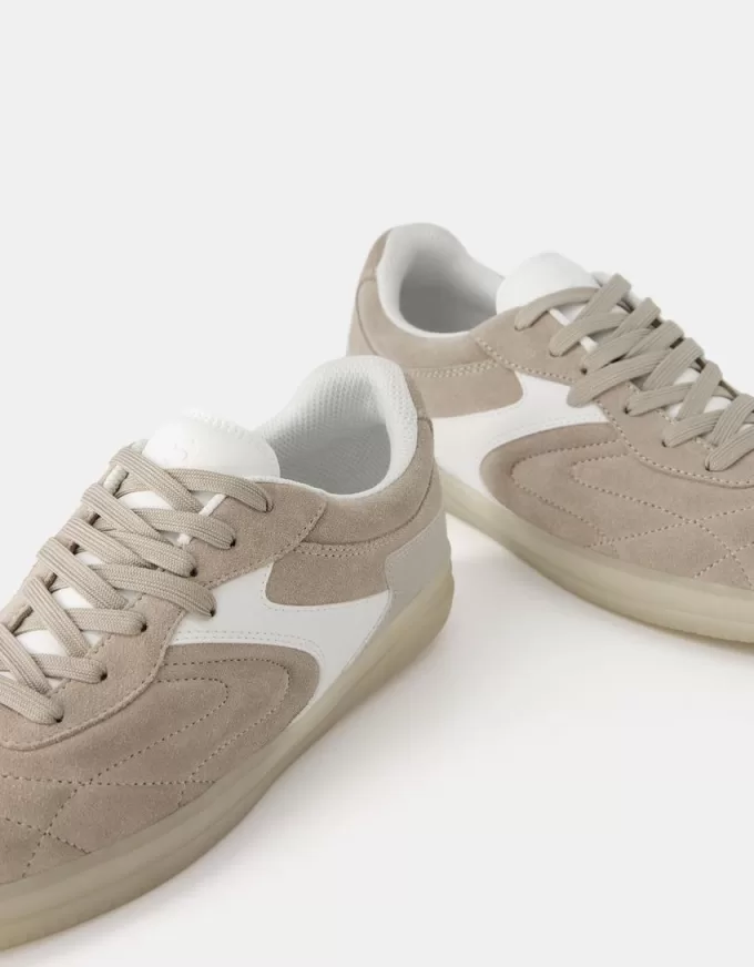 Sneaker retrò in pelle crosta