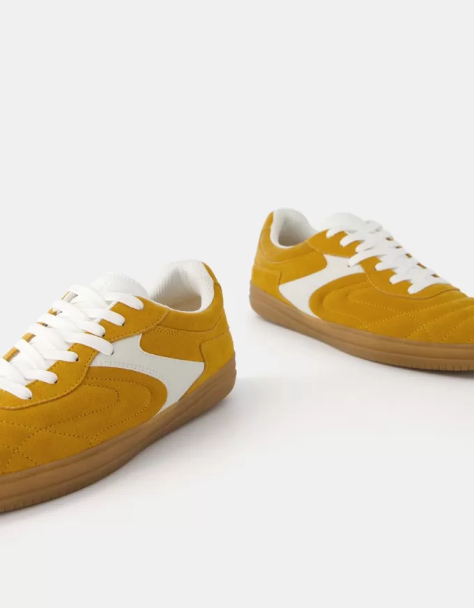 Sneaker retrò in pelle crosta