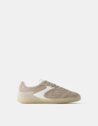 Sneaker retrò in pelle crosta