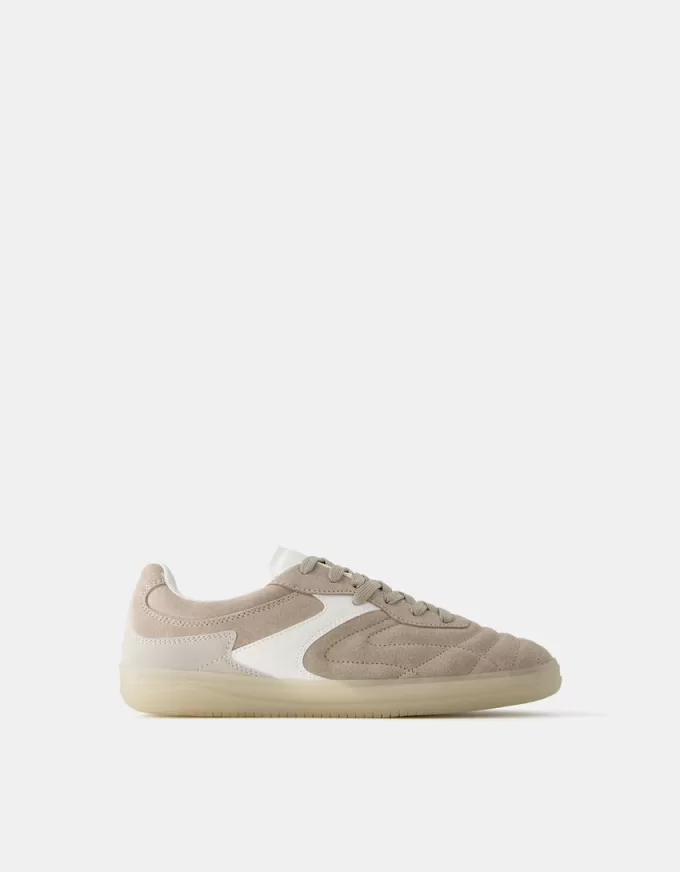 Sneaker retrò in pelle crosta