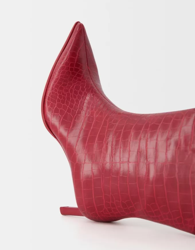 Stivaletti con tacco con stampa animalier in rilievo