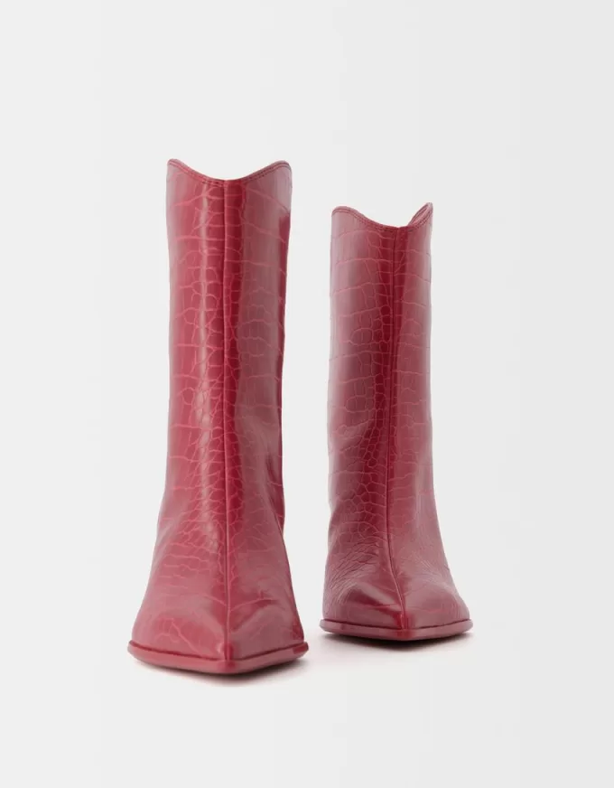 Stivaletti con tacco con stampa animalier in rilievo