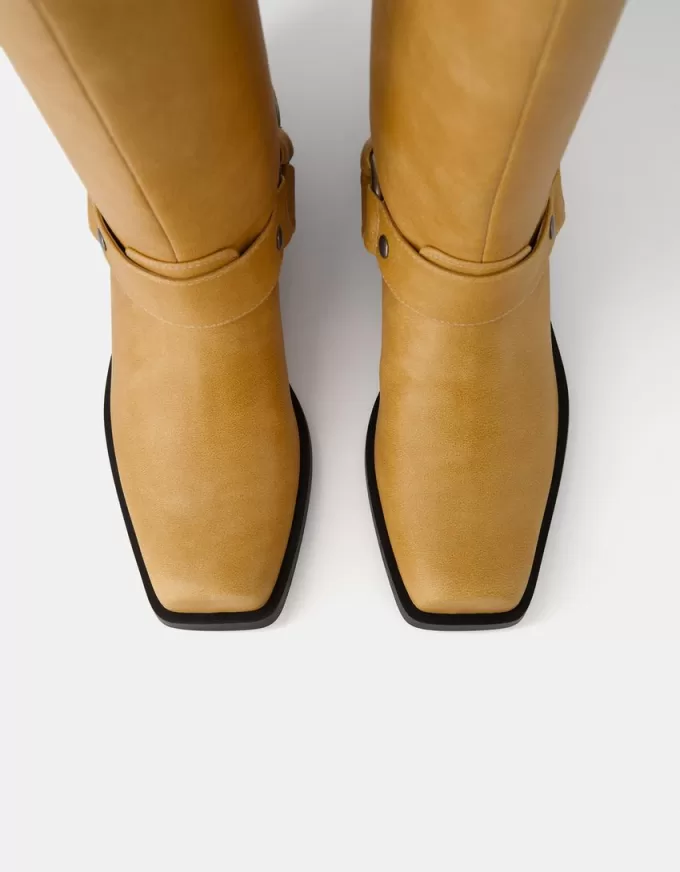 Stivali biker con punta squadrata