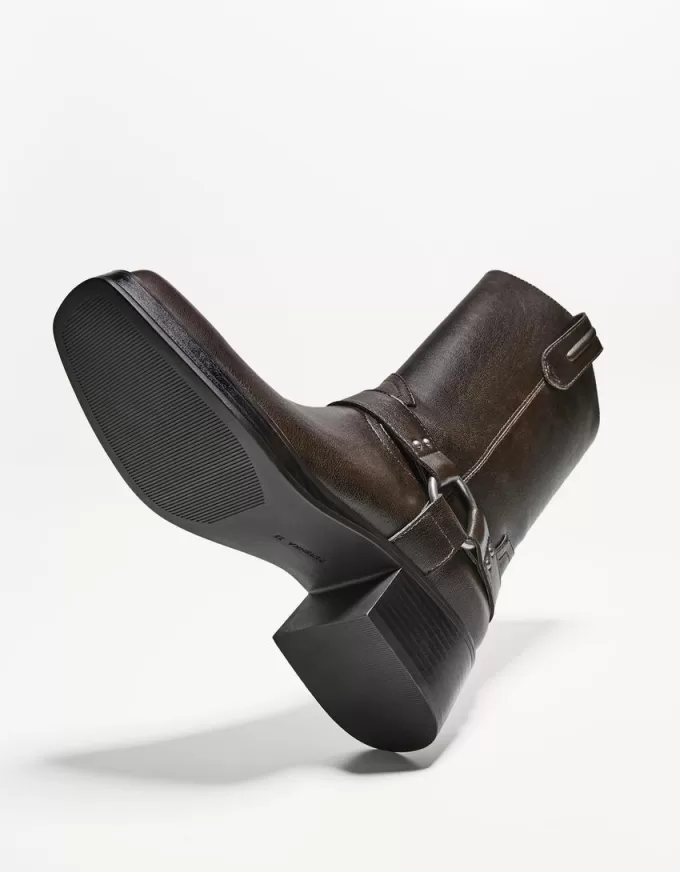 Stivali biker piatti a metà polpaccio