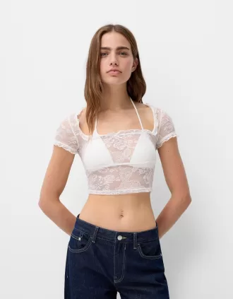 T-shirt Disney Bambi a maniche corte in pizzo