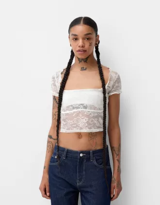 T-shirt Disney Bambi a maniche corte in pizzo