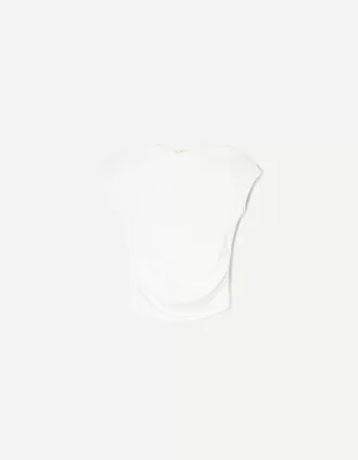 T-shirt a manica corta con arricciatura laterale