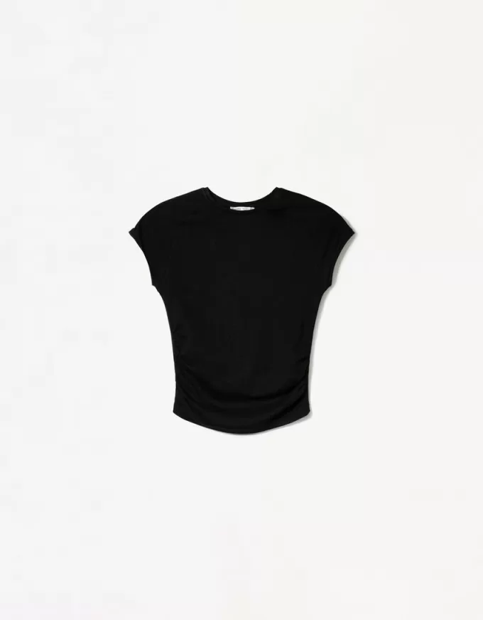 T-shirt a manica corta con arricciatura laterale