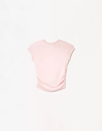 T-shirt a manica corta con arricciatura laterale