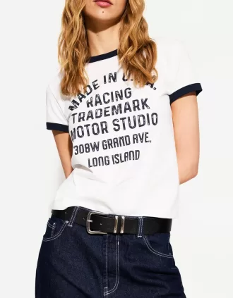 T-shirt a manica corta con stampa a contrasto