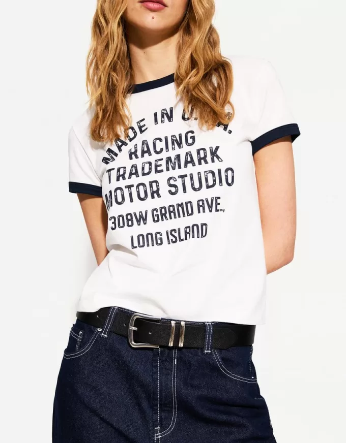 T-shirt a manica corta con stampa a contrasto