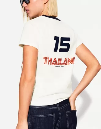 T-shirt a manica corta con stampa a contrasto