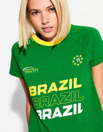 T-shirt a manica corta con stampa a contrasto