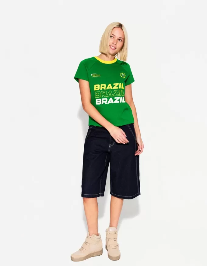 T-shirt a manica corta con stampa a contrasto