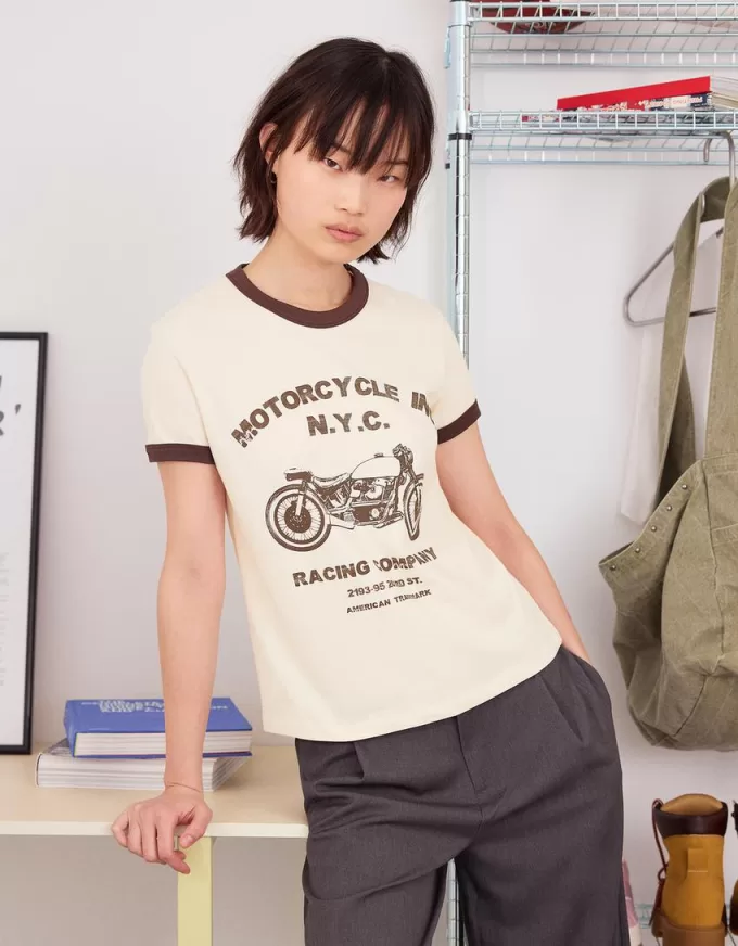 T-shirt a manica corta con stampa a contrasto