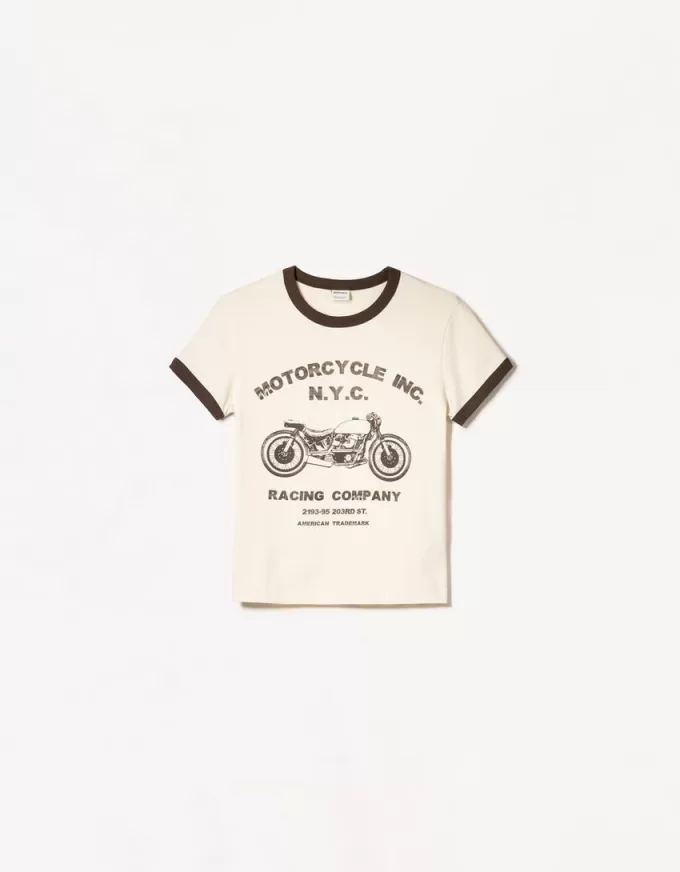 T-shirt a manica corta con stampa a contrasto