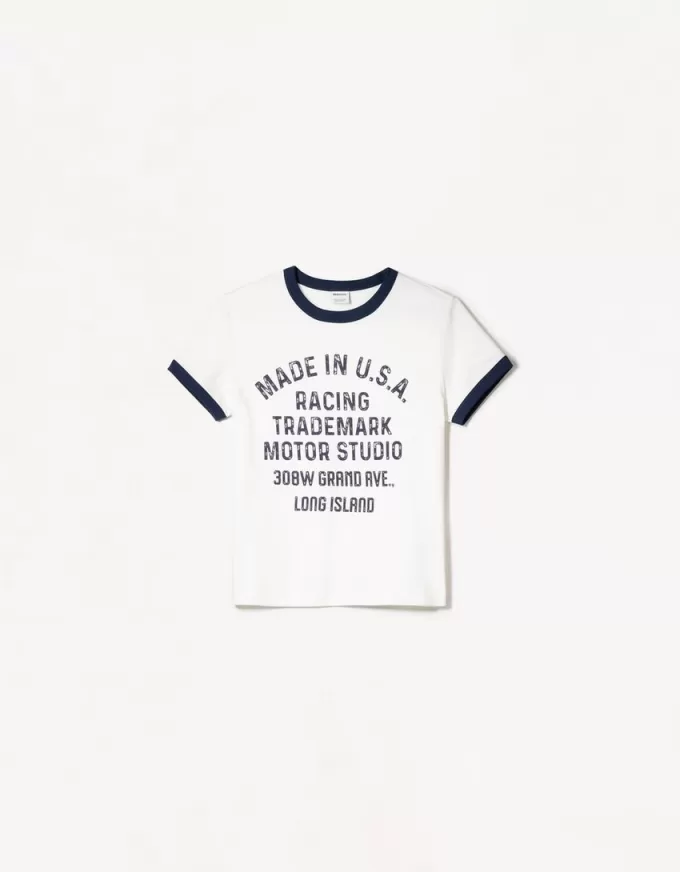T-shirt a manica corta con stampa a contrasto
